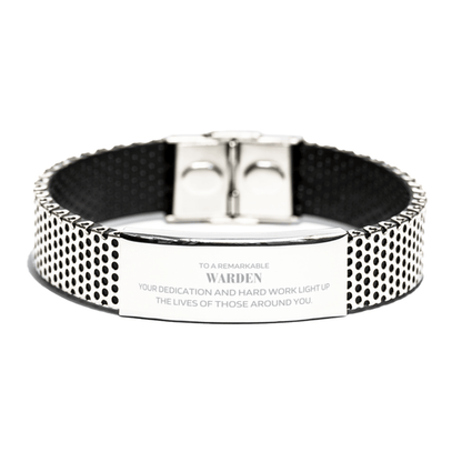 Remarkable Warden Gifts, Your dedication and hard work, Inspirational Birthday Christmas Unique Stainless Steel Bracelet For Warden, Coworkers, Men, Women, Friends - Mallard Moon Gift Shop