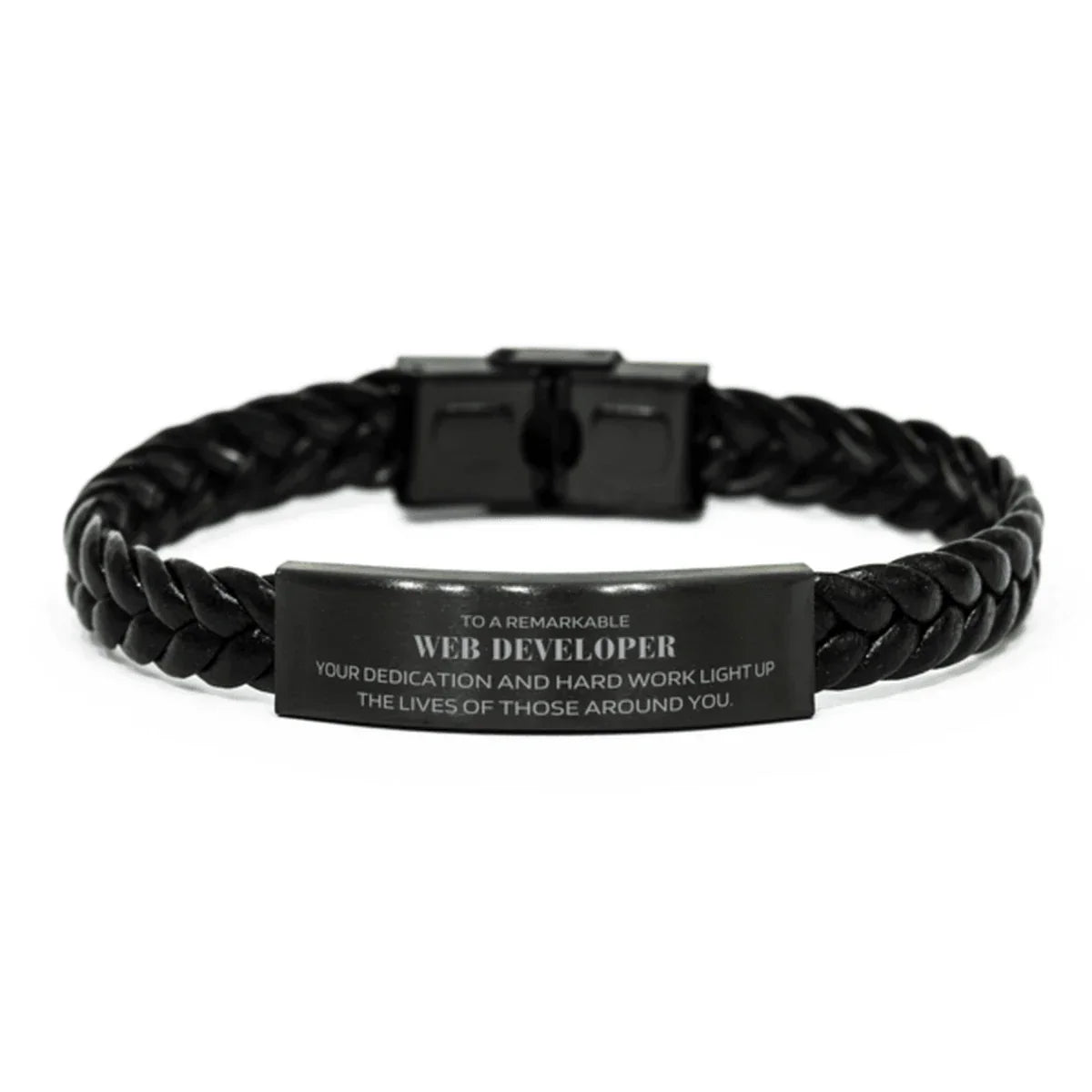 Remarkable Web Developer Gifts, Your dedication and hard work, Inspirational Birthday Christmas Unique Braided Leather Bracelet For Web Developer, Coworkers, Men, Women, Friends