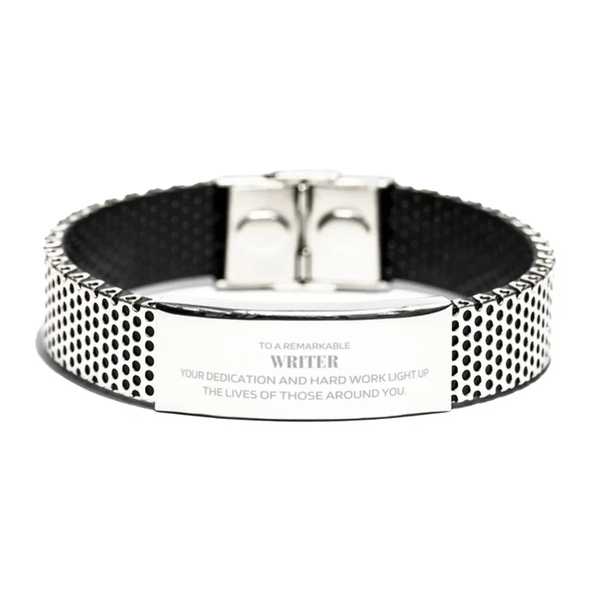 Remarkable Writer Gifts, Your dedication and hard work, Inspirational Birthday Christmas Unique Stainless Steel Bracelet For Writer, Coworkers, Men, Women, Friends