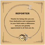 Reporter Sunflower Bracelet - Thanks for being who you are - Birthday Christmas Jewelry Gifts Coworkers Colleague Boss