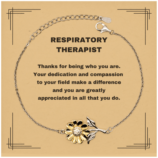 Respiratory Therapist Sunflower Bracelet - Thanks for being who you are - Birthday Christmas Jewelry Gifts Coworkers Colleague Boss - Mallard Moon Gift Shop