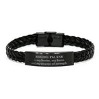 Rhode Island is my home Gifts, Lovely Rhode Island Birthday Christmas Braided Leather Bracelet For People from Rhode Island, Men, Women, Friends