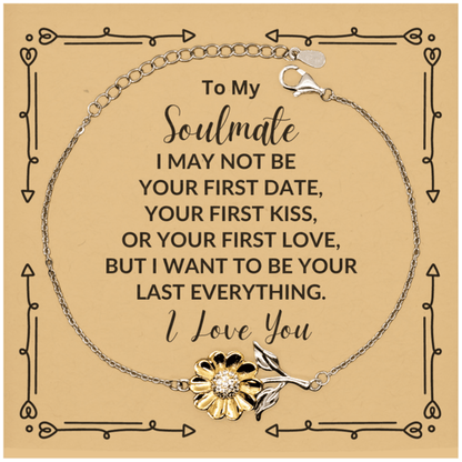 Romantic Soulmate Sunflower Bracelet - I Want to be Your Last Everything - Birthday, Christmas Holiday, Valentine Gifts - Mallard Moon Gift Shop
