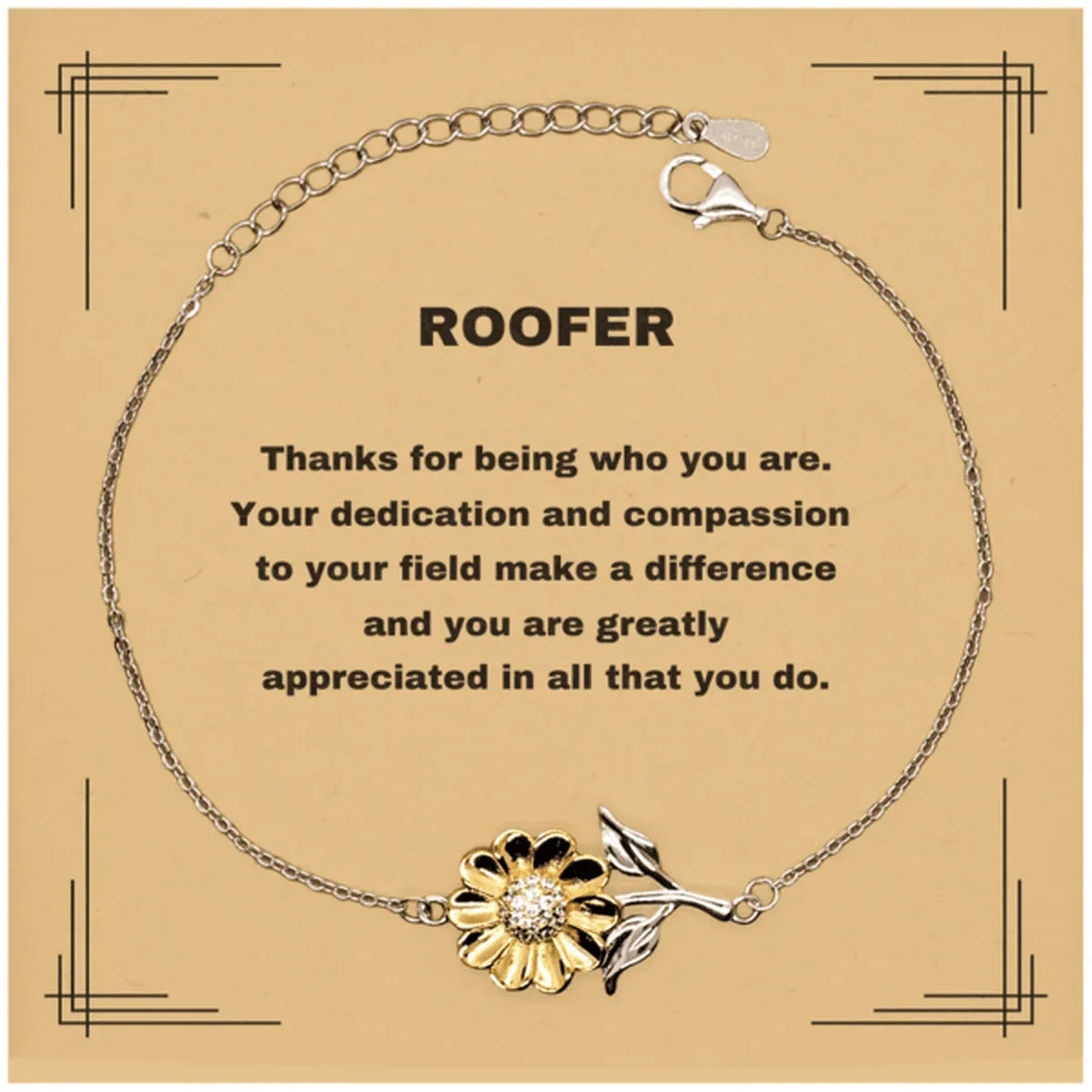 Roofer Sunflower Bracelet - Thanks for being who you are - Birthday Christmas Jewelry Gifts Coworkers Colleague Boss