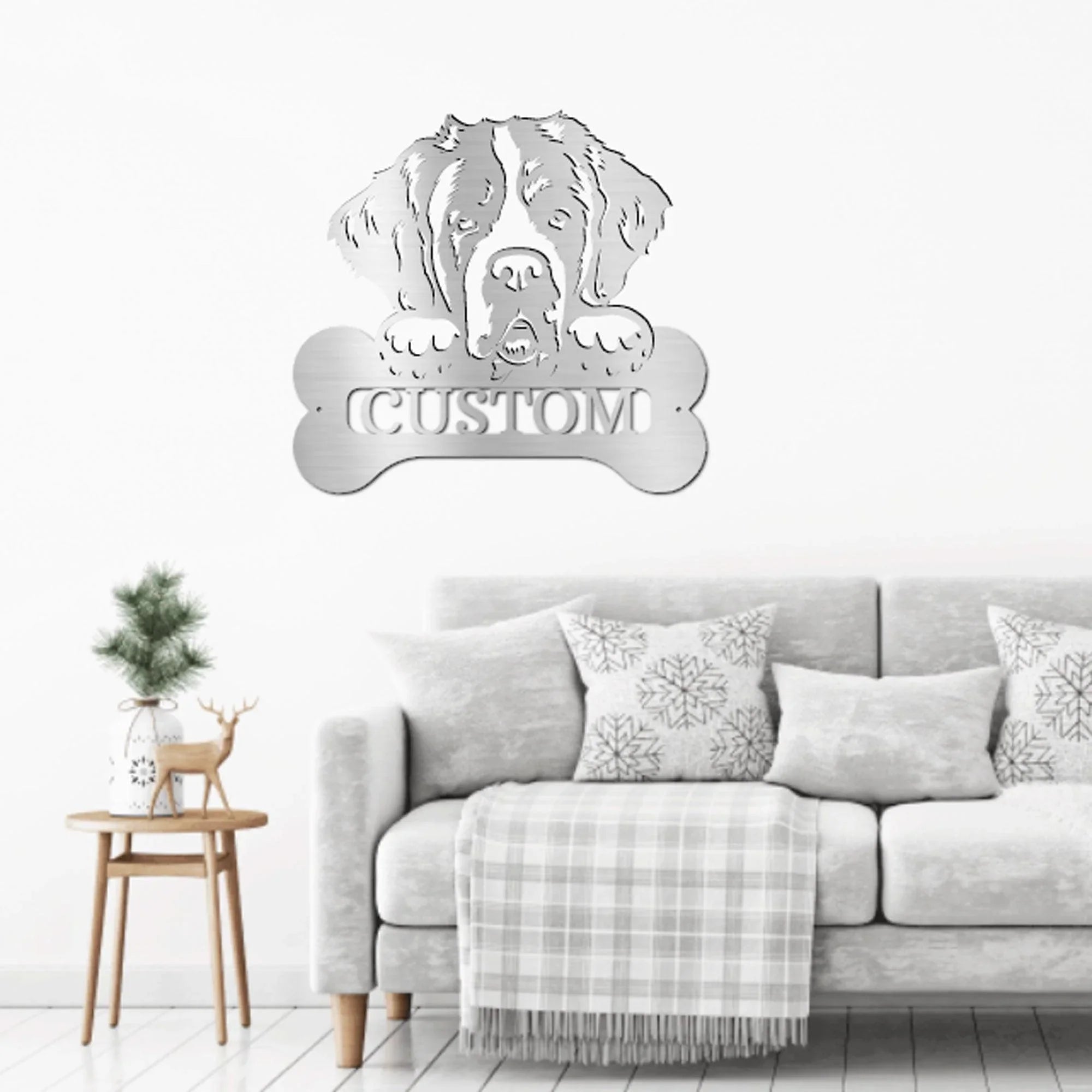 St. Bernard Dog Custom Name Metal Art Wall Sign