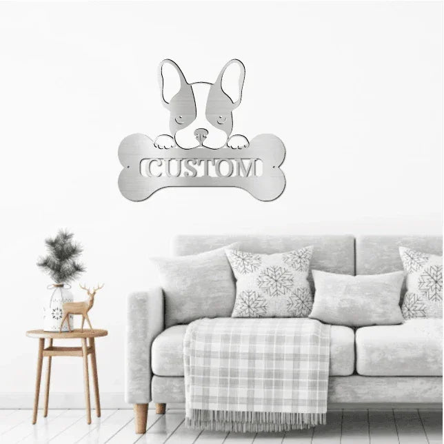 French Bulldog Custom Name Metal Art Wall Sign