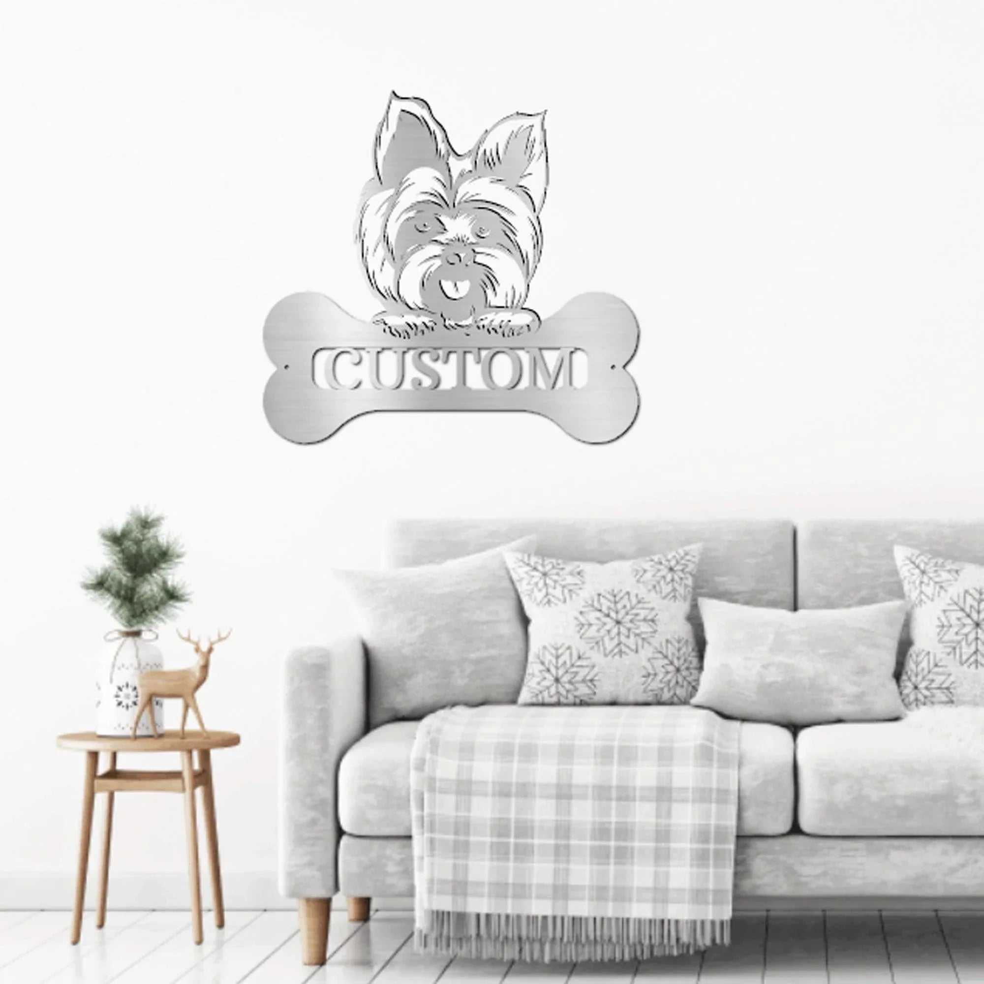 Yorkshire Terrier Dog Custom Name Metal Art Wall Sign