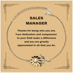 Sales Manager Sunflower Bracelet - Thanks for being who you are - Birthday Christmas Jewelry Gifts Coworkers Colleague Boss
