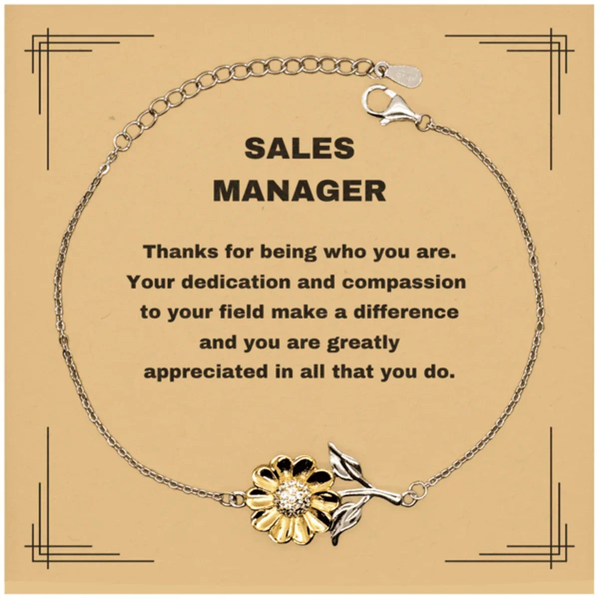 Sales Manager Sunflower Bracelet - Thanks for being who you are - Birthday Christmas Jewelry Gifts Coworkers Colleague Boss