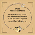 Sales Representative Sunflower Bracelet - Thanks for being who you are - Birthday Christmas Jewelry Gifts Coworkers Colleague Boss