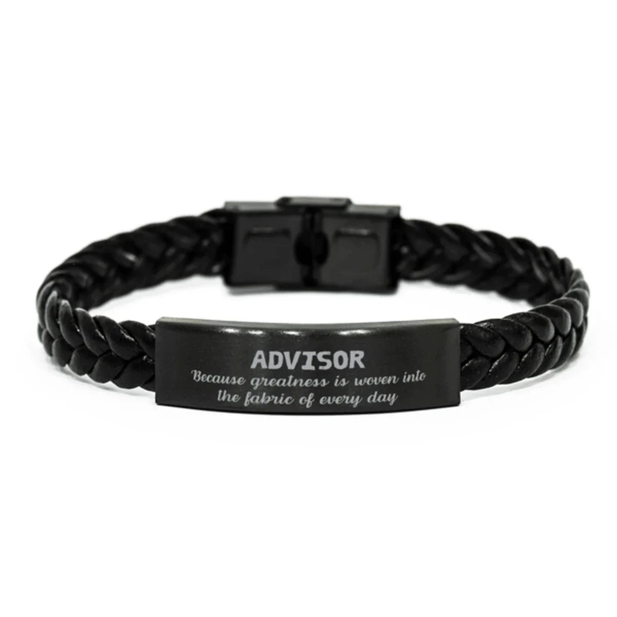 Sarcastic Advisor Braided Leather Bracelet Gifts, Christmas Holiday Gifts for Advisor Birthday, Advisor: Because greatness is woven