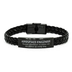 Sarcastic Aerospace Engineer Braided Leather Bracelet Gifts, Christmas Holiday Gifts for Aerospace Engineer Birthday, Aerospace Engineer: Because greatness is woven