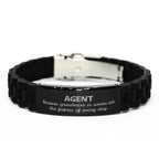 Sarcastic Agent Black Glidelock Clasp Bracelet Gifts, Christmas Holiday Gifts for Agent Birthday, Agent: Because greatness is woven
