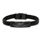 Sarcastic Agent Braided Leather Bracelet Gifts, Christmas Holiday Gifts for Agent Birthday, Agent: Because greatness is woven