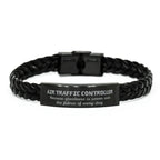Sarcastic Air Traffic Controller Braided Leather Bracelet Gifts, Christmas Holiday Gifts for Air Traffic Controller Birthday, Air Traffic Controller: Because greatness is woven