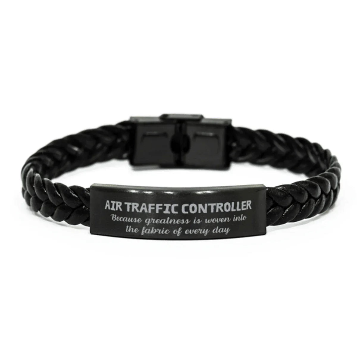 Sarcastic Air Traffic Controller Braided Leather Bracelet Gifts, Christmas Holiday Gifts for Air Traffic Controller Birthday, Air Traffic Controller: Because greatness is woven