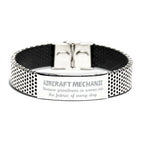 Sarcastic Aircraft Mechanic Stainless Steel Bracelet Gifts, Christmas Holiday Gifts for Aircraft Mechanic Birthday, Aircraft Mechanic: Because greatness is woven