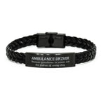 Sarcastic Ambulance Driver Braided Leather Bracelet Gifts, Christmas Holiday Gifts for Ambulance Driver Birthday, Ambulance Driver: Because greatness is woven