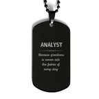 Sarcastic Analyst Black Dog Tag Gifts, Christmas Holiday Gifts for Analyst Birthday, Analyst: Because greatness is woven