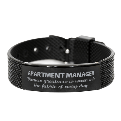 Sarcastic Apartment Manager Black Shark Mesh Bracelet Gifts, Christmas Holiday Gifts for Apartment Manager Birthday, Apartment Manager: Because greatness is woven into the fabric of every day, Coworkers, Friends - Mallard Moon Gift Shop