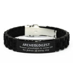 Sarcastic Archeologist Black Glidelock Clasp Bracelet Gifts, Christmas Holiday Gifts for Archeologist Birthday, Archeologist: Because greatness is woven