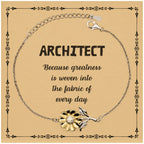 Sarcastic Architect Sunflower Bracelet Gifts, Christmas Holiday Gifts for Architect Birthday Message Card, Architect: Because greatness is woven into the fabric