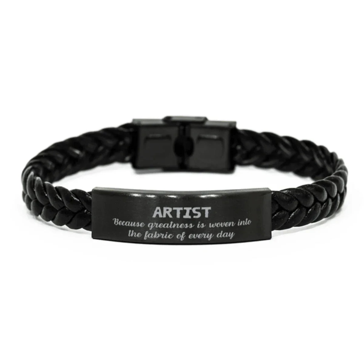 Sarcastic Artist Braided Leather Bracelet Gifts, Christmas Holiday Gifts for Artist Birthday, Artist: Because greatness is woven