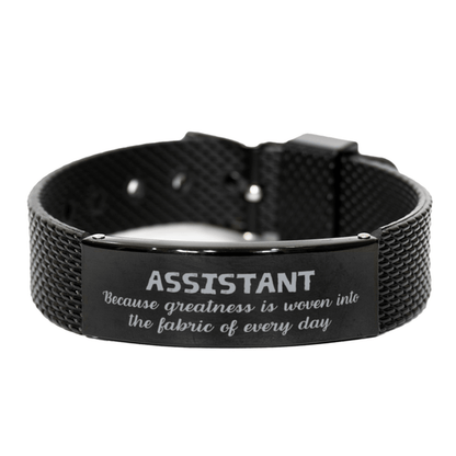Sarcastic Assistant Black Shark Mesh Bracelet Gifts, Christmas Holiday Gifts for Assistant Birthday, Assistant: Because greatness is woven into the fabric of every day, Coworkers, Friends - Mallard Moon Gift Shop