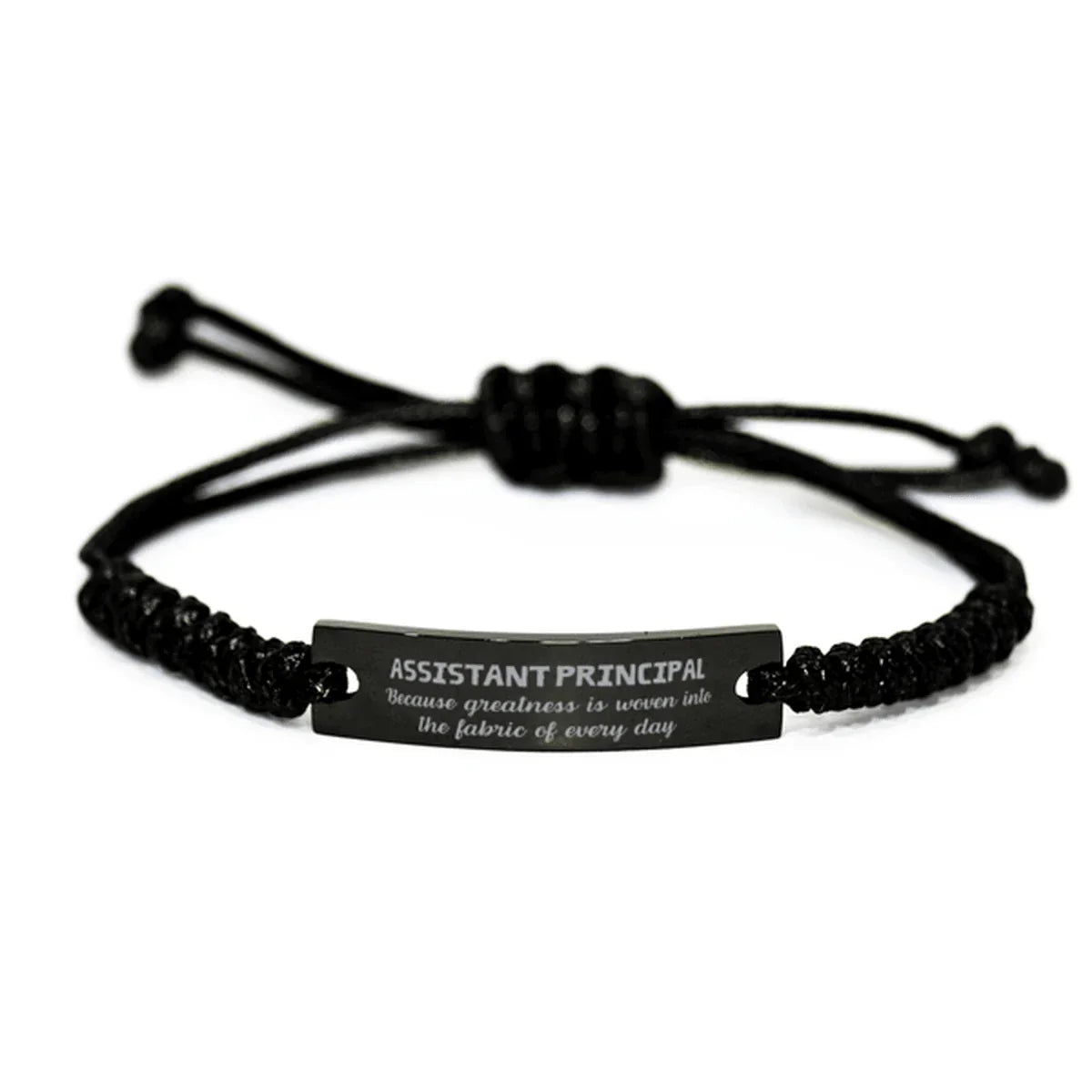 Sarcastic Assistant Principal Black Rope Bracelet Gifts, Christmas Holiday Gifts for Assistant Principal Birthday, Assistant Principal: Because greatness is woven