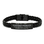 Sarcastic Assistant Principal Braided Leather Bracelet Gifts, Christmas Holiday Gifts for Assistant Principal Birthday, Assistant Principal: Because greatness is woven