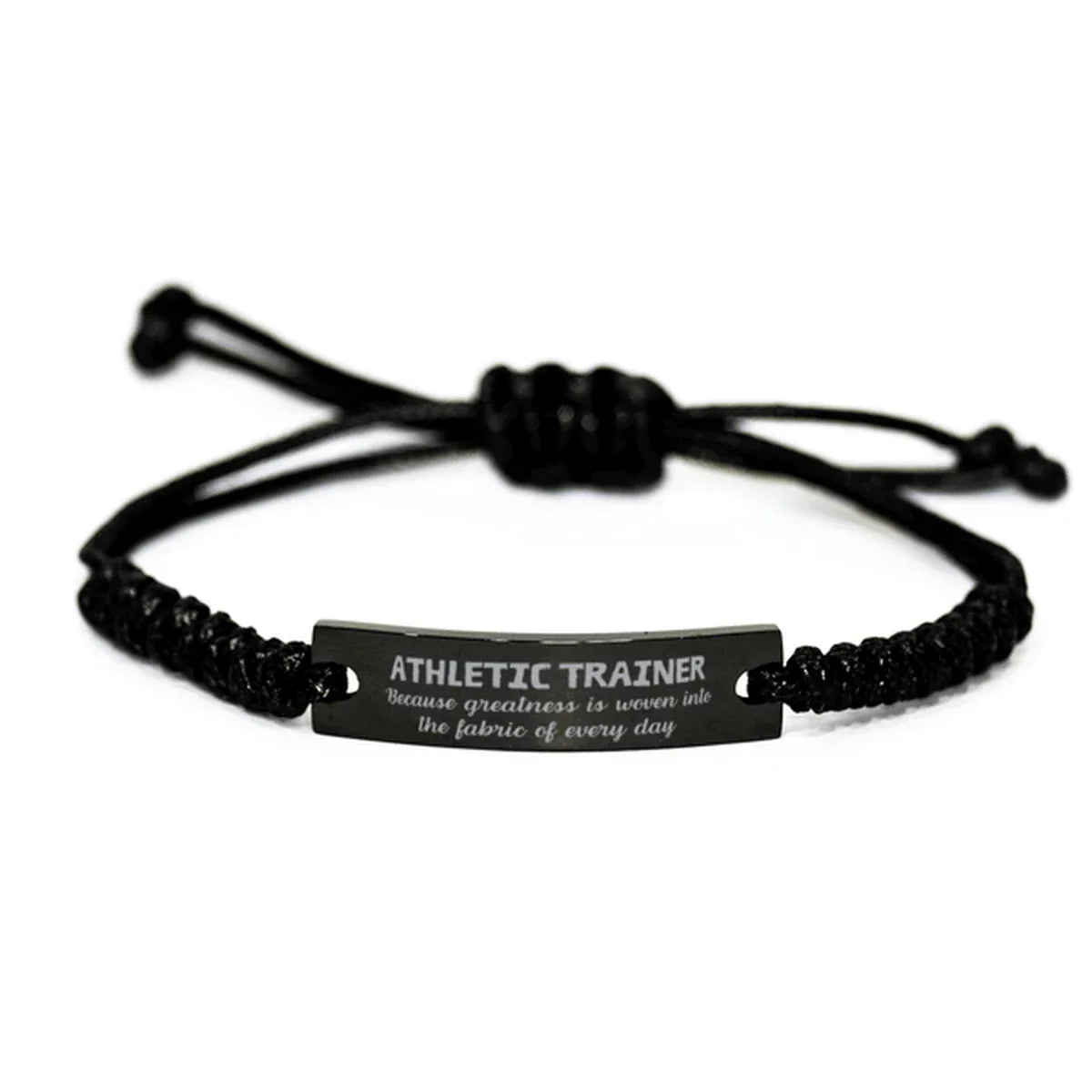 Sarcastic Athletic Trainer Black Rope Bracelet Gifts, Christmas Holiday Gifts for Athletic Trainer Birthday, Athletic Trainer: Because greatness is woven
