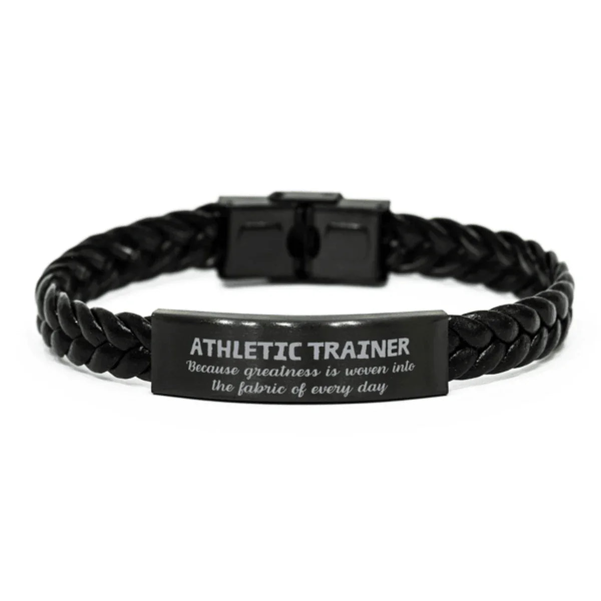 Sarcastic Athletic Trainer Braided Leather Bracelet Gifts, Christmas Holiday Gifts for Athletic Trainer Birthday, Athletic Trainer: Because greatness is woven