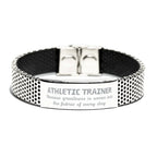 Sarcastic Athletic Trainer Stainless Steel Bracelet Gifts, Christmas Holiday Gifts for Athletic Trainer Birthday, Athletic Trainer: Because greatness is woven