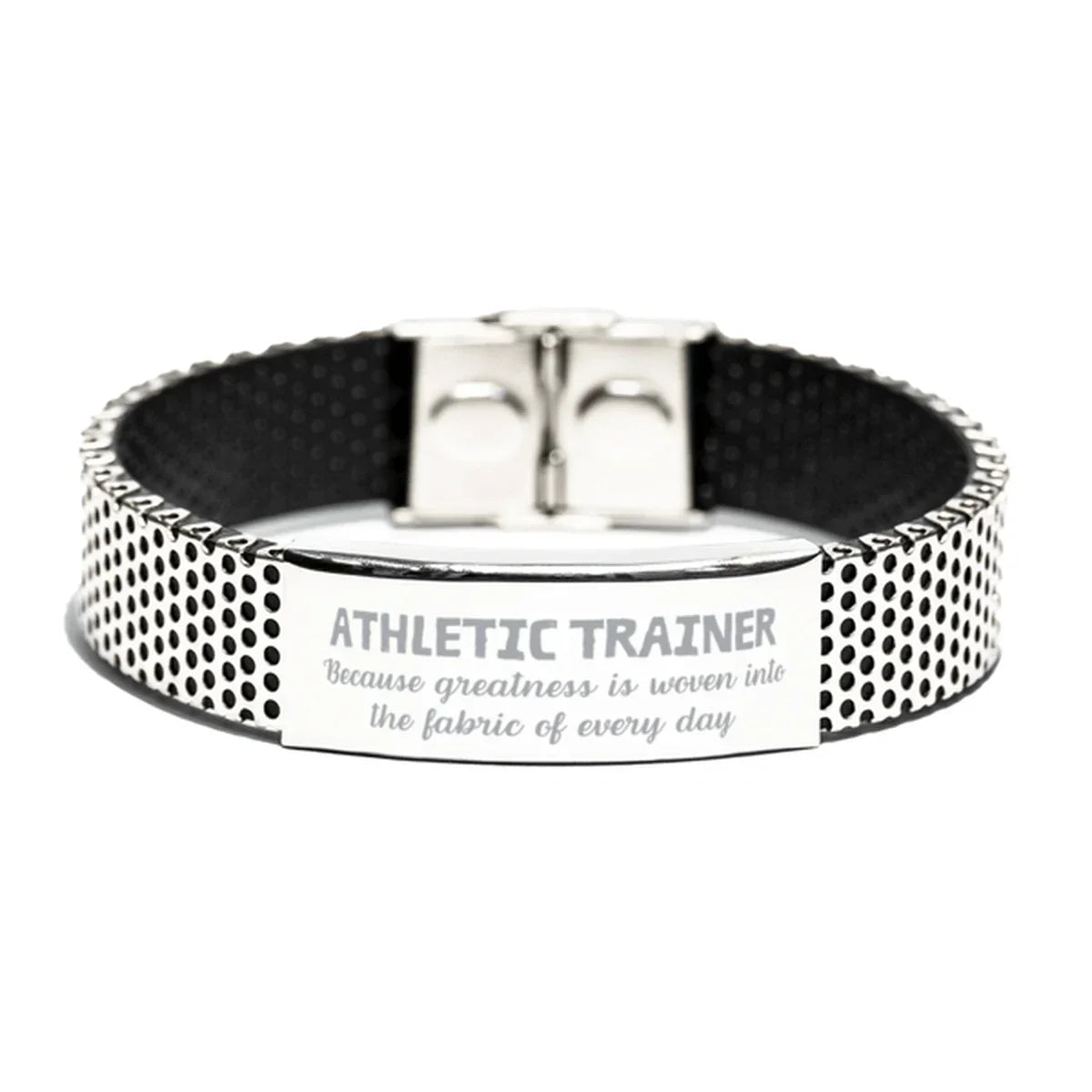 Sarcastic Athletic Trainer Stainless Steel Bracelet Gifts, Christmas Holiday Gifts for Athletic Trainer Birthday, Athletic Trainer: Because greatness is woven
