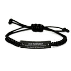 Sarcastic Auctioneer Black Rope Bracelet Gifts, Christmas Holiday Gifts for Auctioneer Birthday, Auctioneer: Because greatness is woven
