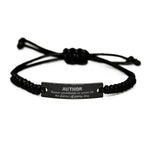 Sarcastic Author Black Rope Bracelet Gifts, Christmas Holiday Gifts for Author Birthday, Author: Because greatness is woven