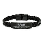 Sarcastic Author Braided Leather Bracelet Gifts, Christmas Holiday Gifts for Author Birthday, Author: Because greatness is woven