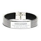 Sarcastic Bookbinder Stainless Steel Bracelet Gifts, Christmas Holiday Gifts for Bookbinder Birthday, Bookbinder: Because greatness is woven