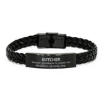 Sarcastic Butcher Braided Leather Bracelet Gifts, Christmas Holiday Gifts for Butcher Birthday, Butcher: Because greatness is woven