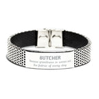 Sarcastic Butcher Stainless Steel Bracelet Gifts, Christmas Holiday Gifts for Butcher Birthday, Butcher: Because greatness is woven