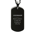 Sarcastic Case Manager Black Dog Tag Gifts, Christmas Holiday Gifts for Case Manager Birthday, Case Manager: Because greatness is woven
