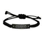 Sarcastic Case Manager Black Rope Bracelet Gifts, Christmas Holiday Gifts for Case Manager Birthday, Case Manager: Because greatness is woven
