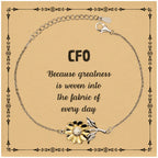 Sarcastic CFO Sunflower Bracelet Gifts, Christmas Holiday Gifts for CFO Birthday Message Card, CFO: Because greatness is woven into the fabric
