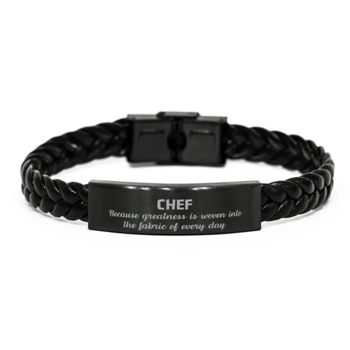 Sarcastic Chef Braided Leather Bracelet Gifts, Christmas Holiday Gifts for Chef Birthday, Chef: Because greatness is woven