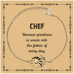Sarcastic Chef Sunflower Bracelet Gifts, Christmas Holiday Gifts for Chef Birthday Message Card, Chef: Because greatness is woven into the fabric