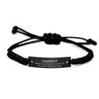 Sarcastic Chemist Black Rope Bracelet Gifts, Christmas Holiday Gifts for Chemist Birthday, Chemist: Because greatness is woven