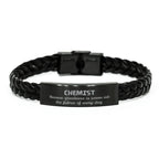 Sarcastic Chemist Braided Leather Bracelet Gifts, Christmas Holiday Gifts for Chemist Birthday, Chemist: Because greatness is woven