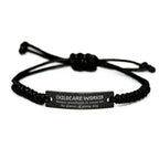 Sarcastic Childcare Worker Black Rope Bracelet Gifts, Christmas Holiday Gifts for Childcare Worker Birthday, Childcare Worker: Because greatness is woven