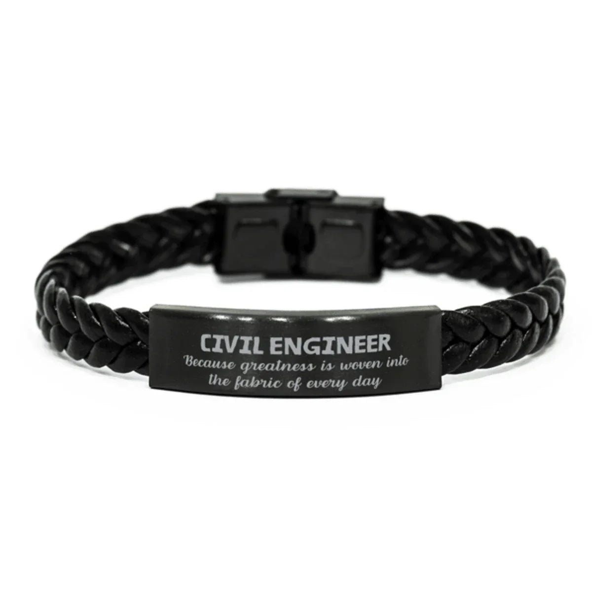 Sarcastic Civil Engineer Braided Leather Bracelet Gifts, Christmas Holiday Gifts for Civil Engineer Birthday, Civil Engineer: Because greatness is woven