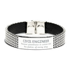 Sarcastic Civil Engineer Stainless Steel Bracelet Gifts, Christmas Holiday Gifts for Civil Engineer Birthday, Civil Engineer: Because greatness is woven